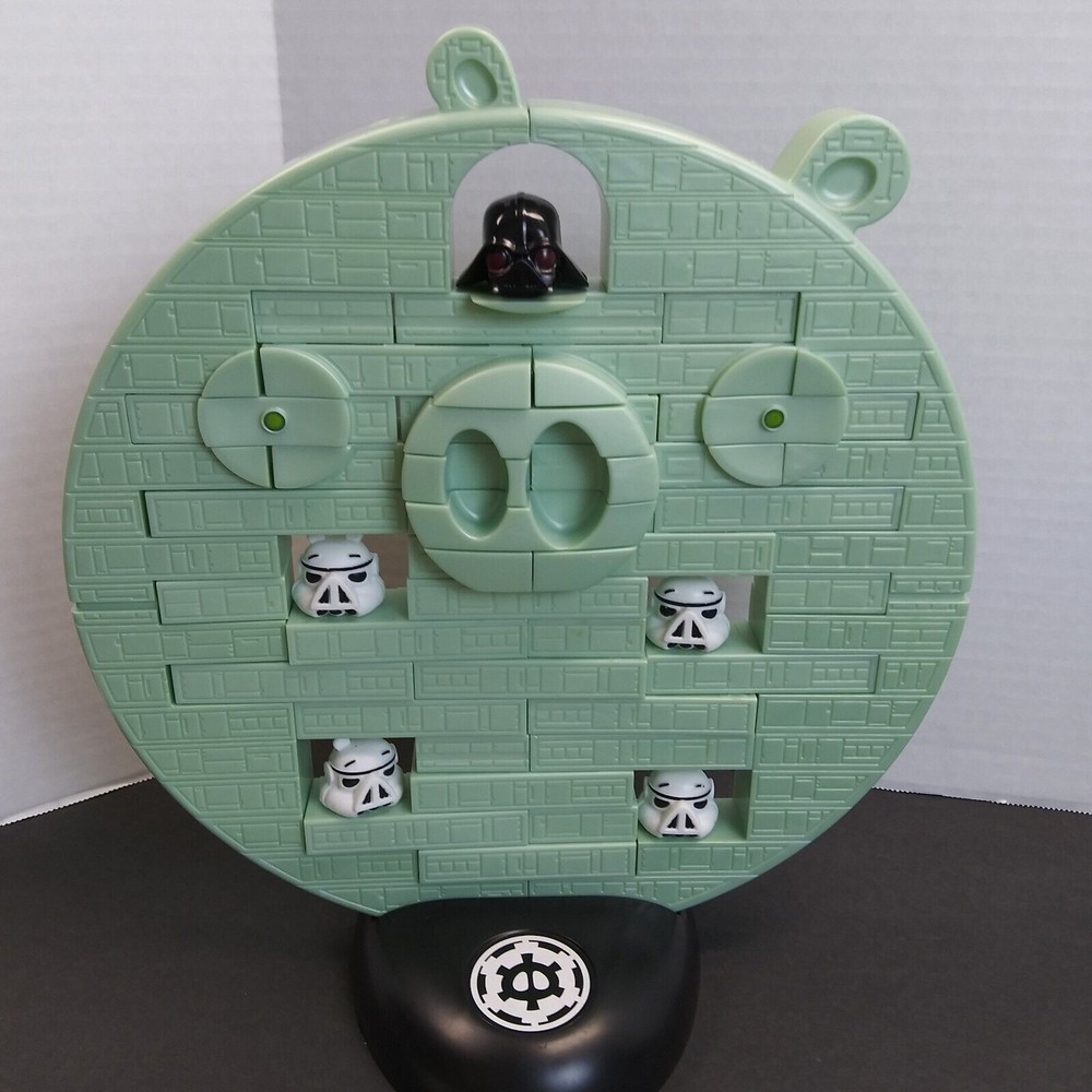 Angry Birds Star Wars Death Star Game Jenga Hasbro Catapult Figures into Blocks
